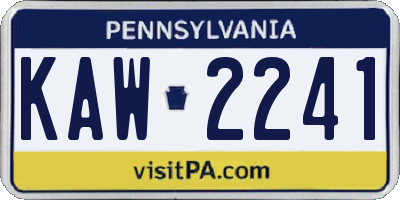 PA license plate KAW2241