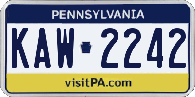 PA license plate KAW2242