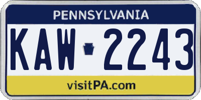PA license plate KAW2243