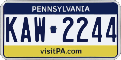 PA license plate KAW2244