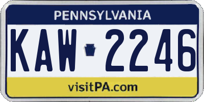 PA license plate KAW2246