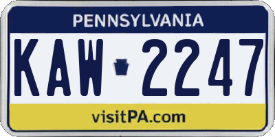 PA license plate KAW2247