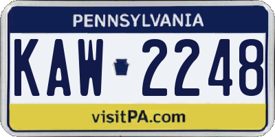 PA license plate KAW2248