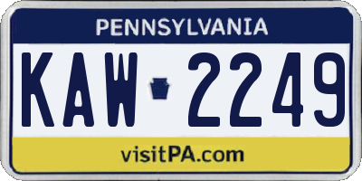 PA license plate KAW2249