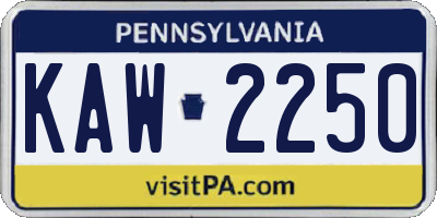PA license plate KAW2250