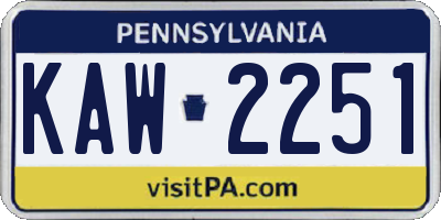 PA license plate KAW2251