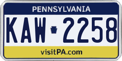 PA license plate KAW2258