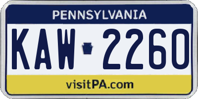 PA license plate KAW2260