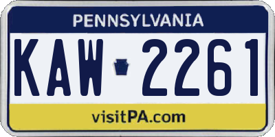 PA license plate KAW2261
