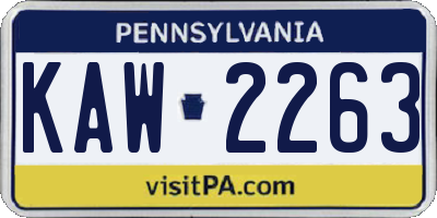 PA license plate KAW2263