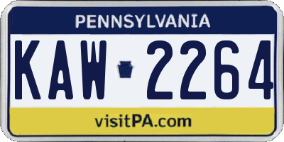 PA license plate KAW2264