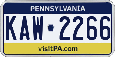 PA license plate KAW2266