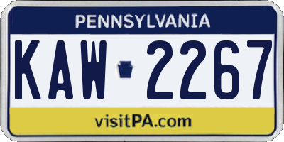 PA license plate KAW2267