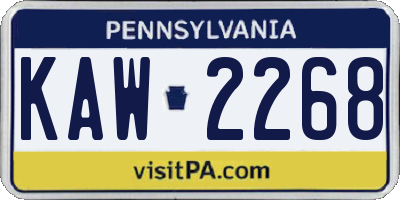 PA license plate KAW2268