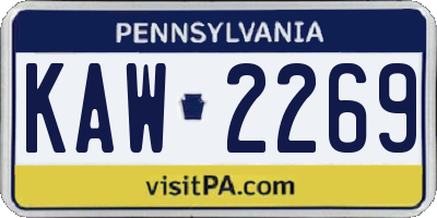 PA license plate KAW2269