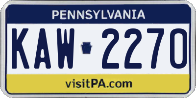 PA license plate KAW2270