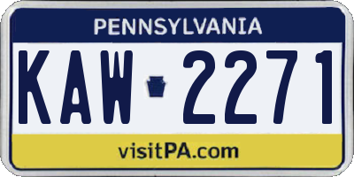 PA license plate KAW2271