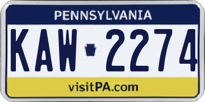 PA license plate KAW2274