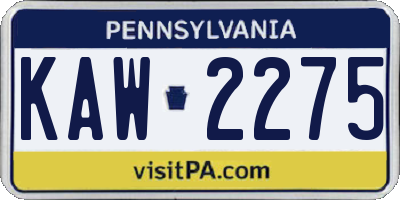PA license plate KAW2275