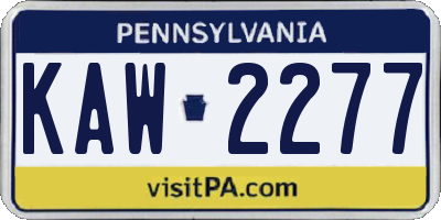 PA license plate KAW2277