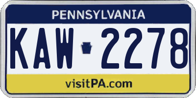 PA license plate KAW2278