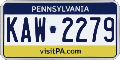 PA license plate KAW2279