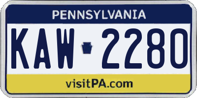 PA license plate KAW2280