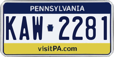 PA license plate KAW2281