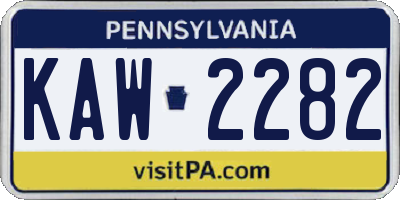 PA license plate KAW2282