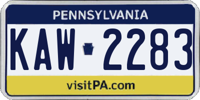 PA license plate KAW2283