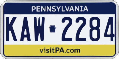 PA license plate KAW2284