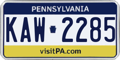 PA license plate KAW2285