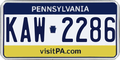 PA license plate KAW2286