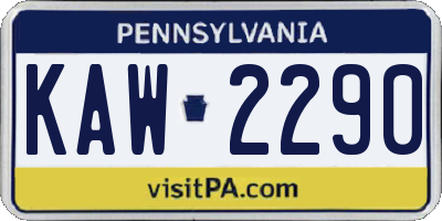 PA license plate KAW2290