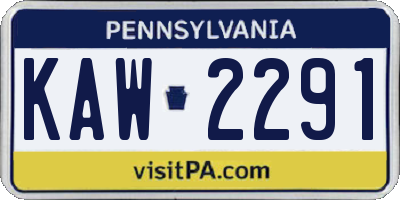 PA license plate KAW2291