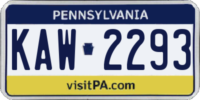 PA license plate KAW2293