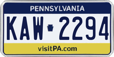 PA license plate KAW2294