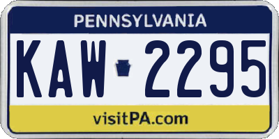 PA license plate KAW2295