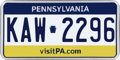 PA license plate KAW2296