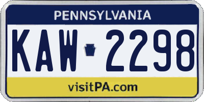 PA license plate KAW2298