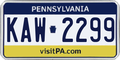 PA license plate KAW2299