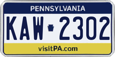 PA license plate KAW2302