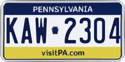 PA license plate KAW2304
