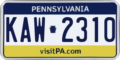 PA license plate KAW2310