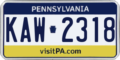 PA license plate KAW2318