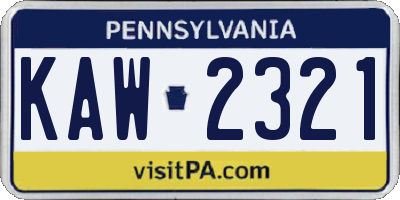 PA license plate KAW2321