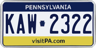 PA license plate KAW2322