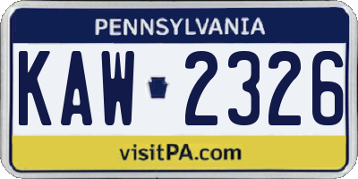 PA license plate KAW2326