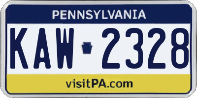 PA license plate KAW2328