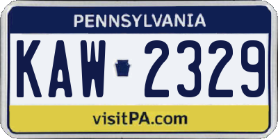 PA license plate KAW2329
